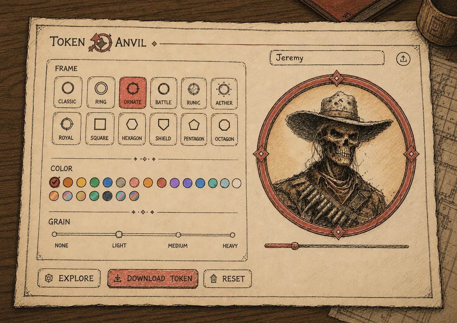 An NPC portrait being turned into a circular token in TokenAnvil